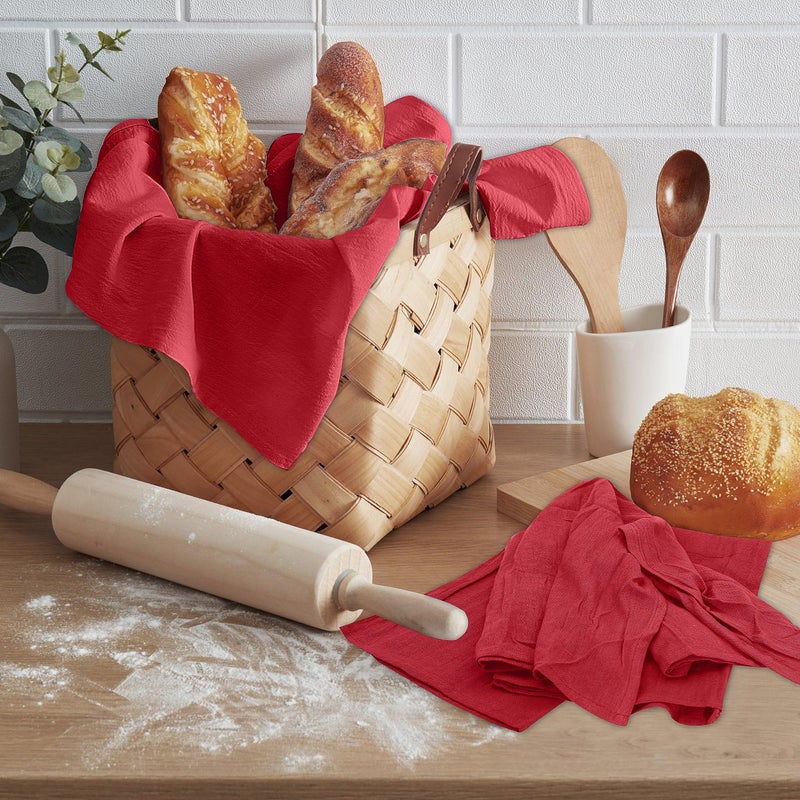 RUVANTI Flour Sack Towels 12 Pack 28 x 28 Inches  Ring Spun 100% Cotton Dish Towel  Machine Washable  Absorbent - Flour Sack Kitchen Towels for Drying and Cleaning - Red - Image 4