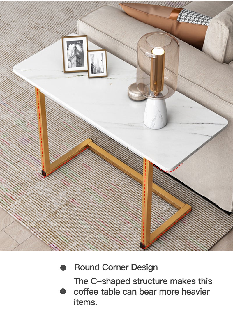 Sharpdo - Sharpdo Sofa End Table C-Shaped Side Coffee Table With Marble Design 65*30*55cm - Image 1
