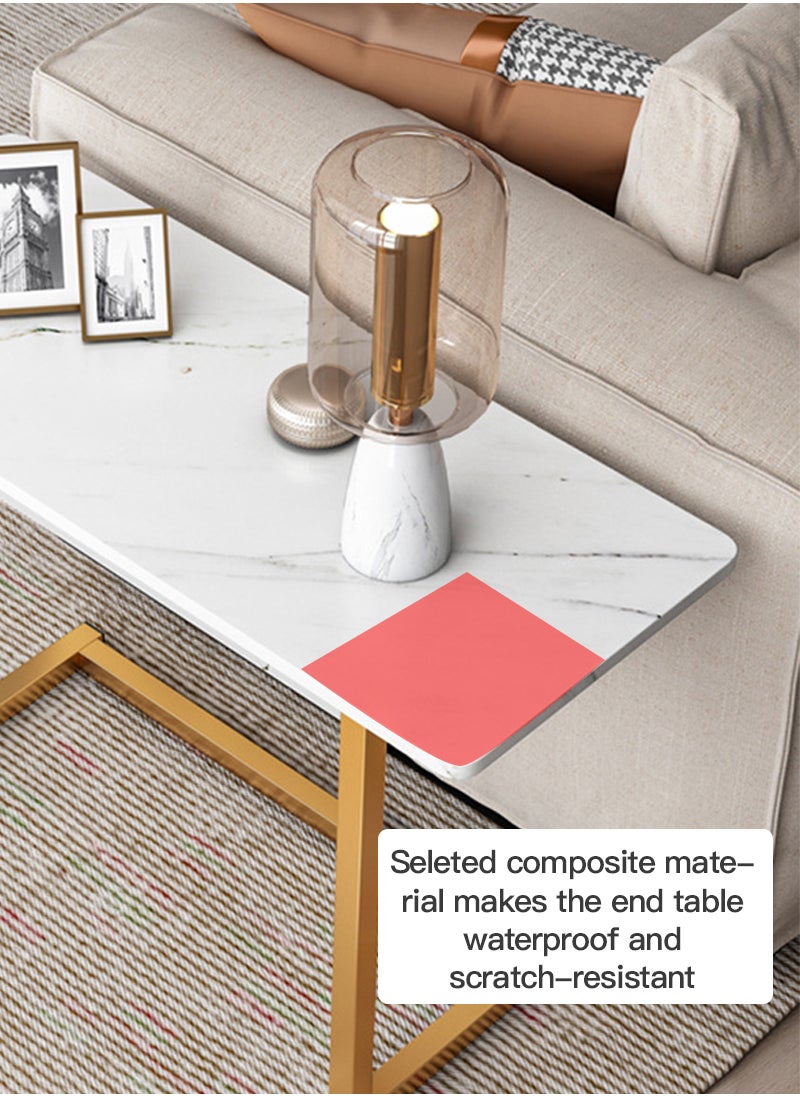 Sharpdo - Sharpdo Sofa End Table C-Shaped Side Coffee Table With Marble Design 65*30*55cm - Image 1