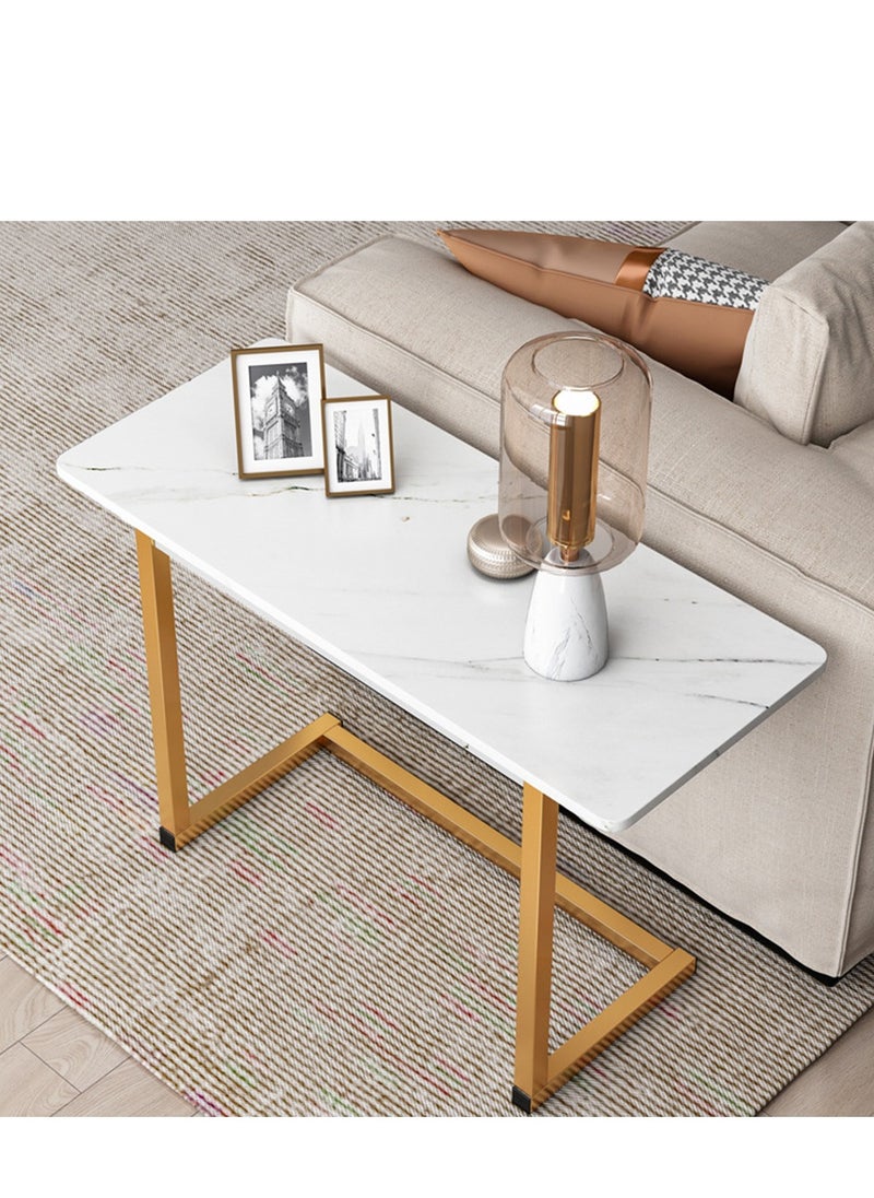 Sharpdo - Sharpdo Sofa End Table C-Shaped Side Coffee Table With Marble Design 65*30*55cm - Image 1