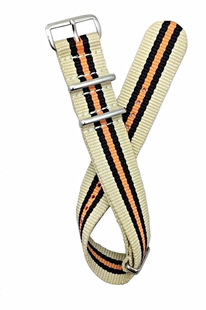 NewLife 22mm Tan/Black/Orange Strap | Vintage Old Style Watchstrap Nylon Fabric Replacement Watchband that brings to Any Watch (For Men and Women) - Image 5
