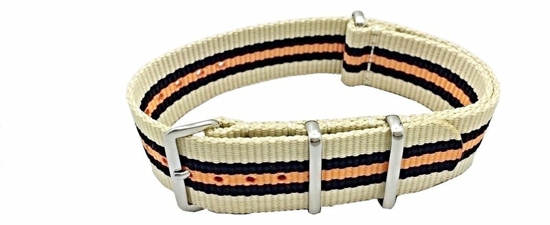NewLife 22mm Tan/Black/Orange Strap | Vintage Old Style Watchstrap Nylon Fabric Replacement Watchband that brings to Any Watch (For Men and Women) - Image 2