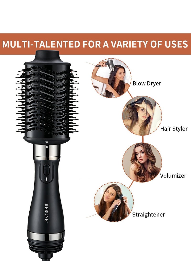 REBUNE 1200W Electric Hair Straightener Brush Detachable One Step Volumizer and Hair Dryer Pro Drying & Styling Black - Image 3