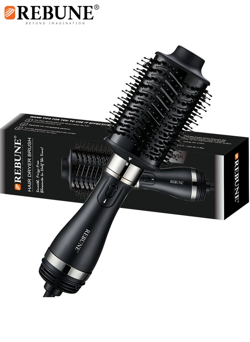 REBUNE 1200W Electric Hair Straightener Brush Detachable One Step Volumizer and Hair Dryer Pro Drying & Styling Black - Image 1