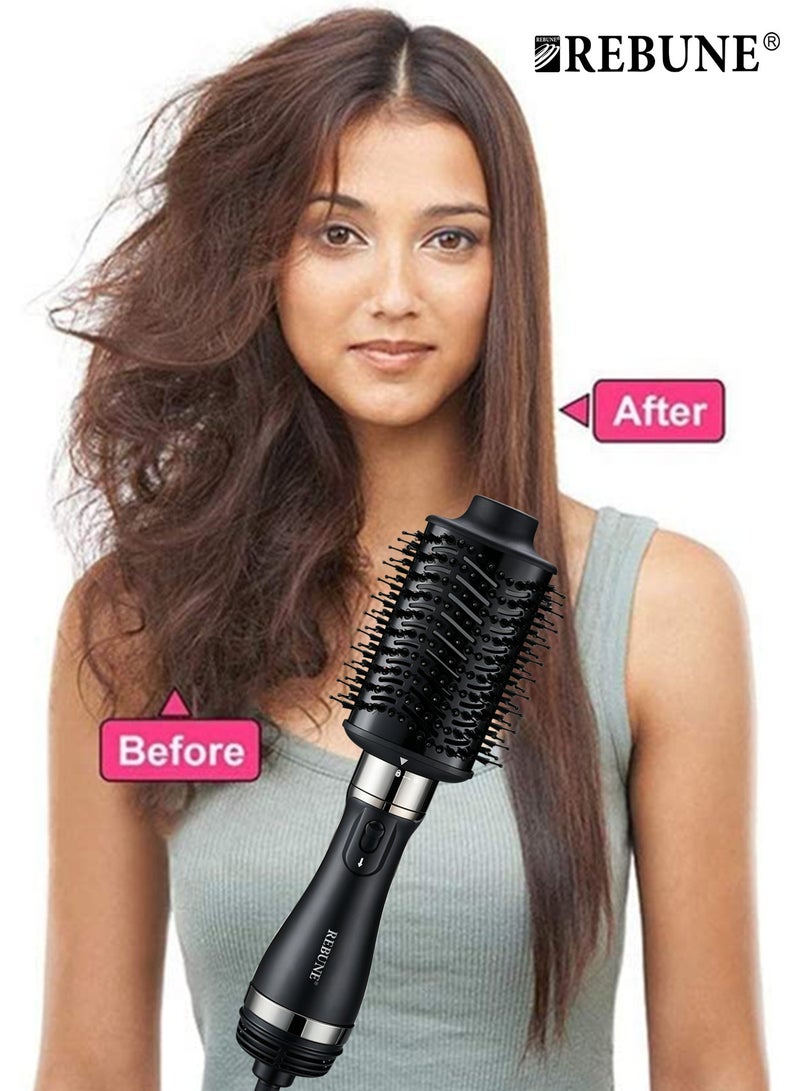 REBUNE 1200W Electric Hair Straightener Brush Detachable One Step Volumizer and Hair Dryer Pro Drying & Styling Black - Image 4