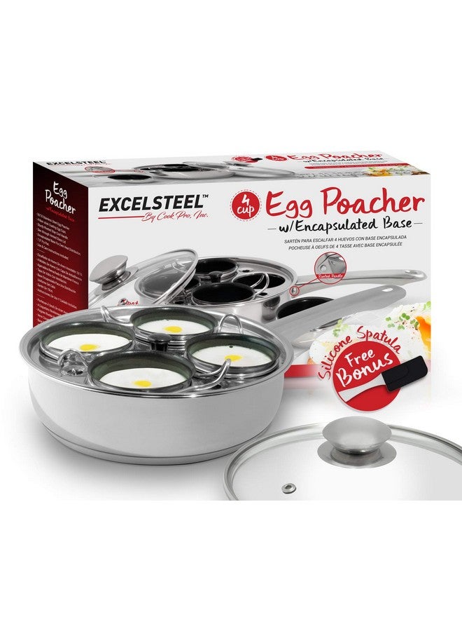 إكسلستيل وعاء طهي بيض EXCELSTEEL غير لاصق وسهل الاستخدام ومقاوم للصدأ ومناسب للمطبخ المنزلي ووجبات الإفطار والغداء، 4 أكواب، مصنوع من الفولاذ المقاوم للصدأ 18/10 - Image 1