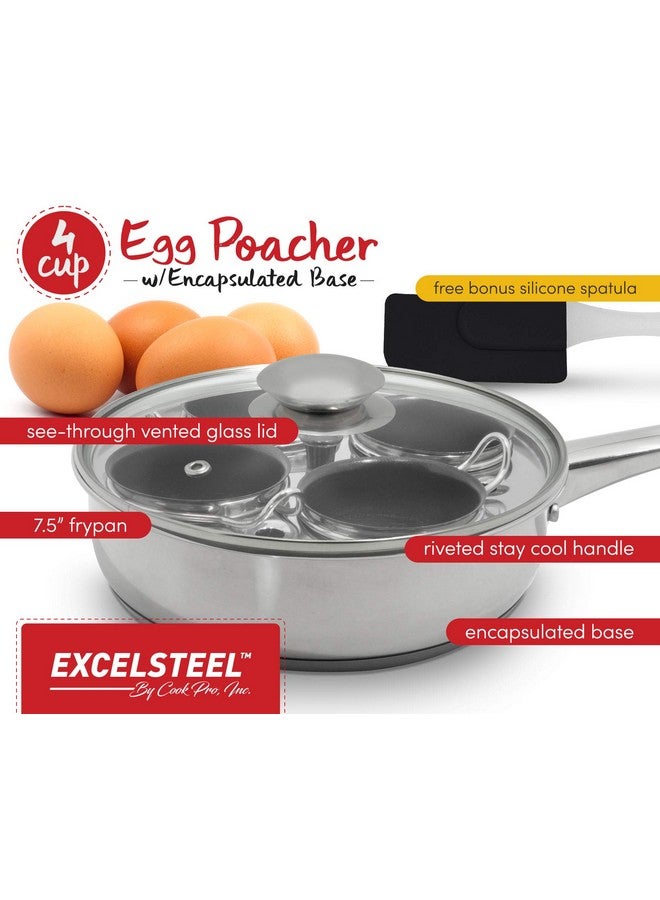 إكسلستيل وعاء طهي بيض EXCELSTEEL غير لاصق وسهل الاستخدام ومقاوم للصدأ ومناسب للمطبخ المنزلي ووجبات الإفطار والغداء، 4 أكواب، مصنوع من الفولاذ المقاوم للصدأ 18/10 - Image 2