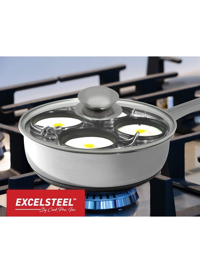 إكسلستيل وعاء طهي بيض EXCELSTEEL غير لاصق وسهل الاستخدام ومقاوم للصدأ ومناسب للمطبخ المنزلي ووجبات الإفطار والغداء، 4 أكواب، مصنوع من الفولاذ المقاوم للصدأ 18/10 - Image 5