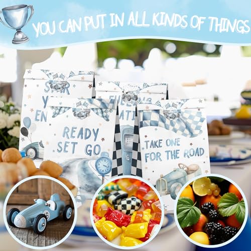 HaPiBiDesign Race Car Party Favor Bags - 24 Pcs with Stickers - Watercolor Race Car Themed Birthday Party Supplies - Image 4
