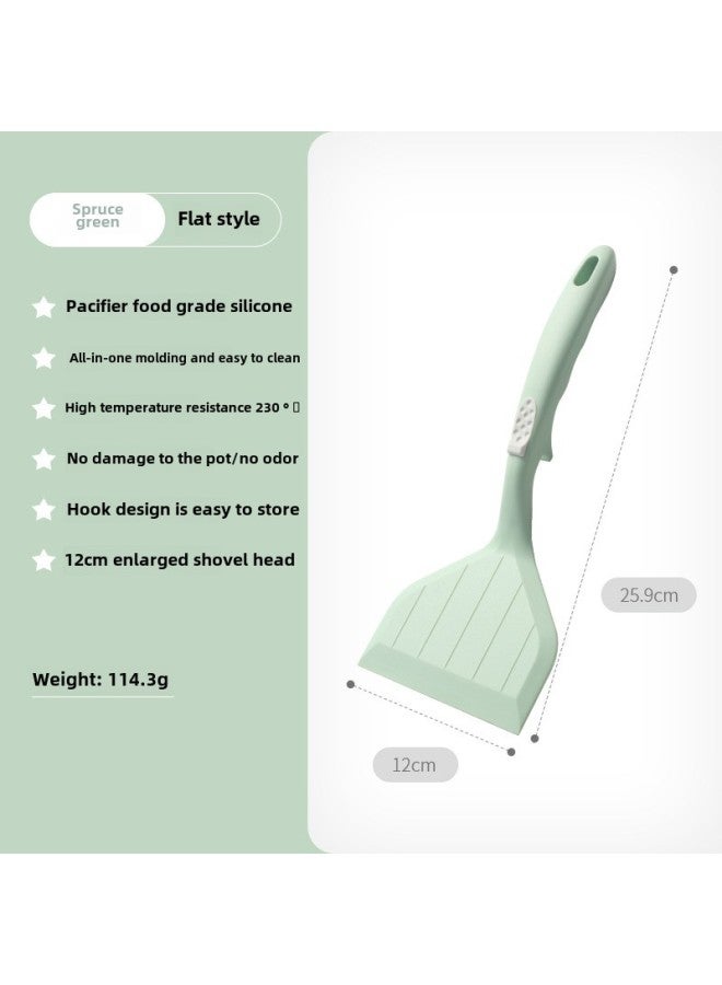 Household Food Grade Yuzi Burning Pot Shovel High Temperature Resistant Yuzi Burning Pot Special Shovel Yuzi Burning Silicone Pot White-Color:Flat-Spruce Green  - Image 1