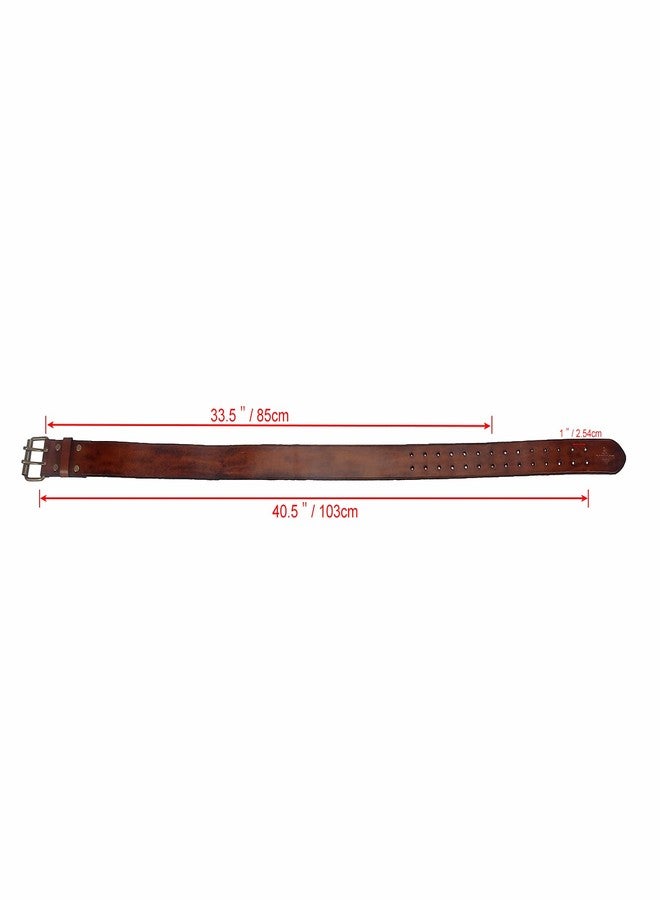 TOURBON Vintage Brown Leather Belt 32-47 inch for Men, 2 inch Wide Work Waist Belt with Double Prong (40-inch Long) - Image 4