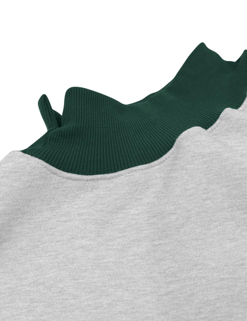 PRETTODAY Women's Oversized Sweatshirts Color Block Turtleneck Fleece Pullover Tops Long Sleeve Loose Fall Fashion Outfits Grey/Green - Image 5