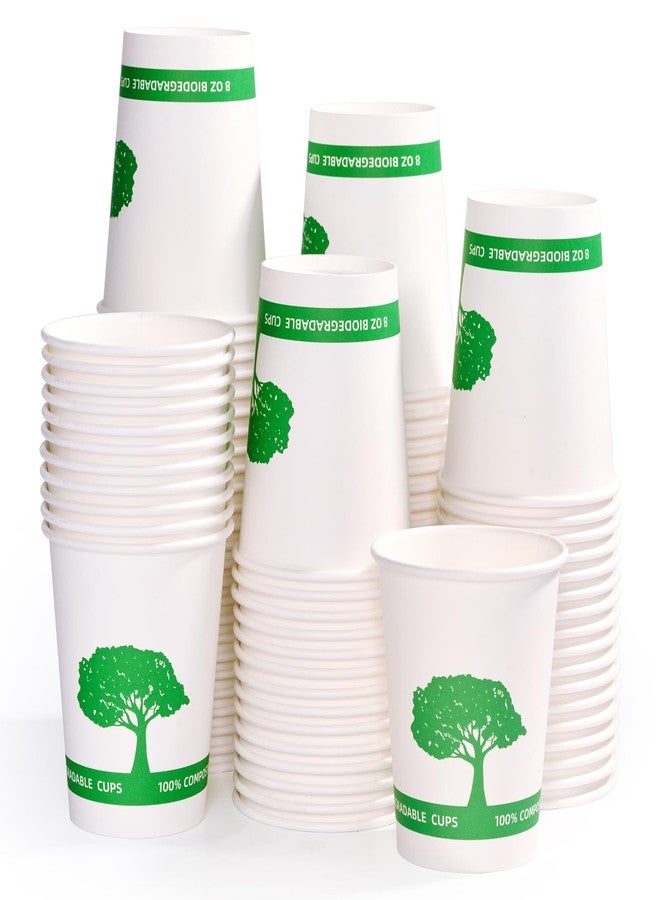 Vplus 400 Pack Compostable Paper Cups, 8 oz Paper Coffee Cups, Biodegradable Disposable Paper Cups, Eco-friendly Hot Drinking Cups for Party, Picnic,and Events - Image 1