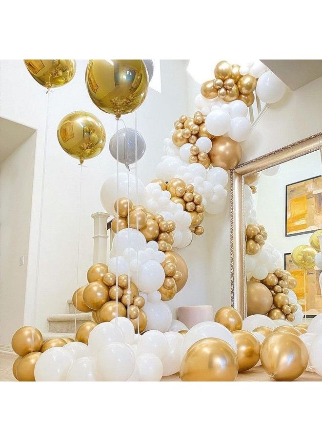 iPartyCool - White Gold Party Balloons 131Pcs Balloon Garland Arch Decoration Kit 18/12/10/5 Inch Different Size Metallic Latex Confetti Balloons For Birthday Party Wedding Anniversary Baby Shower Party - Image 1