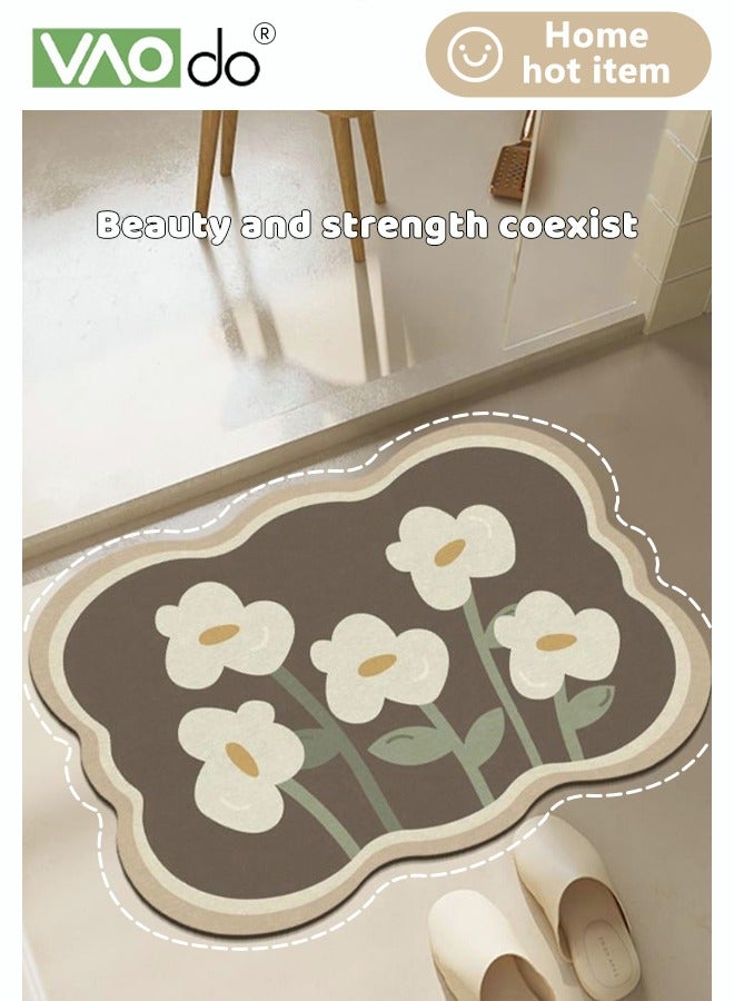 فاو دو حمام غير منتظم، سوبر امتصاص غير العفن ومنع الانزلاق حصيرة سهلة التنظيف آلة غسيل سريع الجاف لمطبخ الحمام مدخل داخلي صغير 60 * 40 سم - Image 5