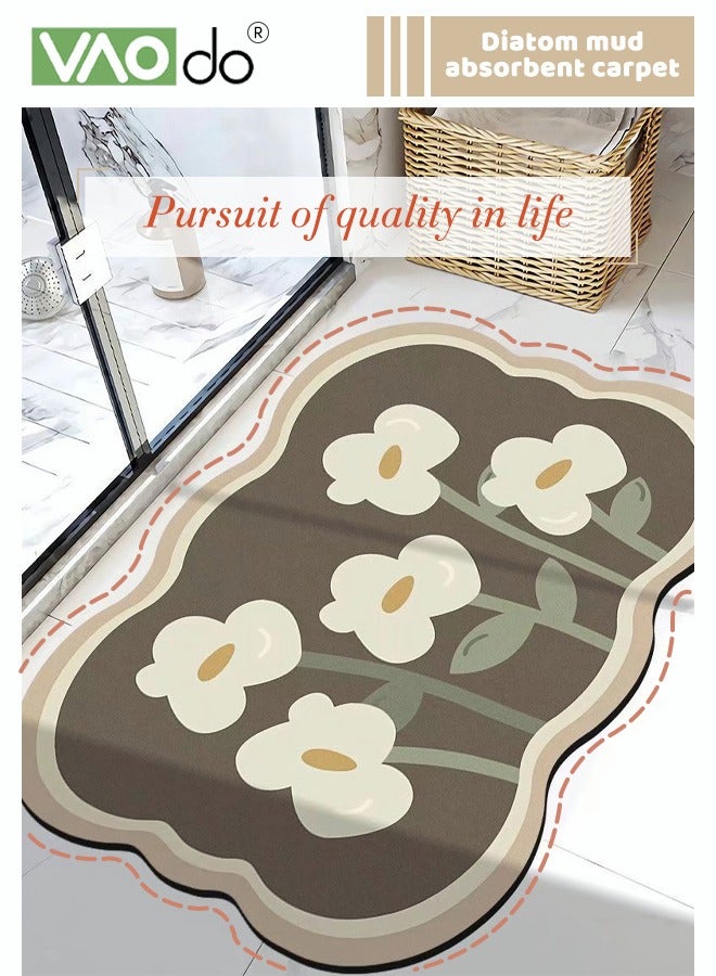 فاو دو حمام غير منتظم، سوبر امتصاص غير العفن ومنع الانزلاق حصيرة سهلة التنظيف آلة غسيل سريع الجاف لمطبخ الحمام مدخل داخلي صغير 60 * 40 سم - Image 2