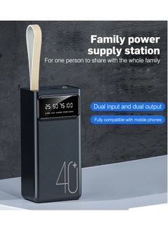 باور بانك بسعة 40,000mAh فائقة – شحن سريع مع منفذين USB، ومنفذ USB-C (إدخال/إخراج)، ومنفذ Micro-USB – شاحن محمول لأجهزة iPhone وAndroid والأجهزة اللوحية وأكثر
