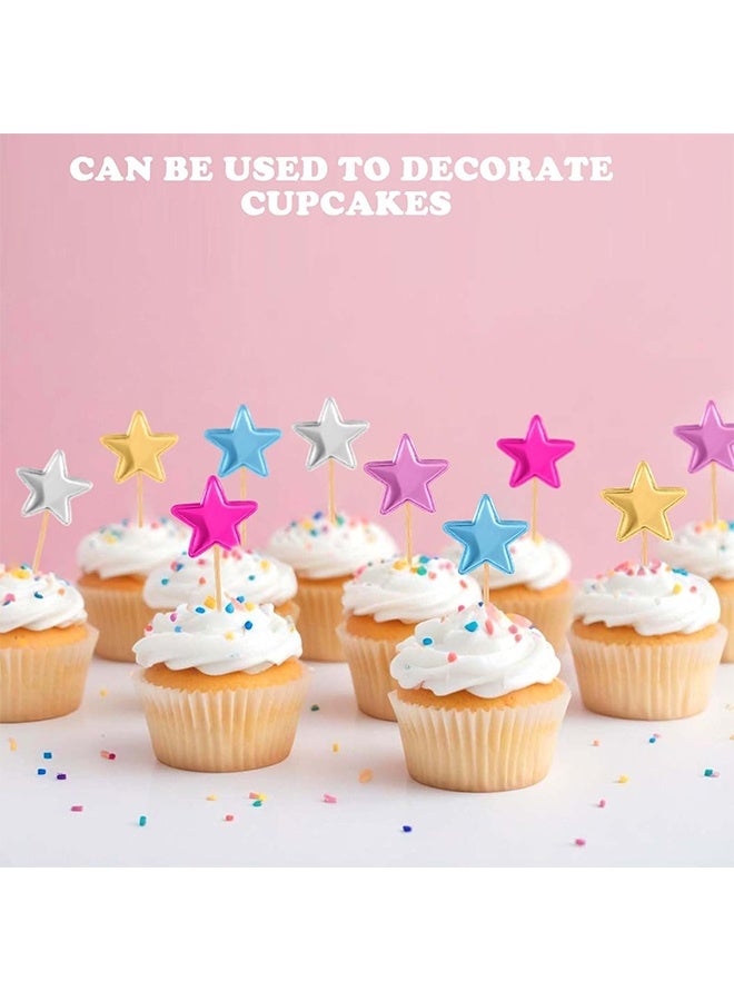 YJ 50PCS Star Cupcake Toppers Cake Decorations, Cake Dessert and Cupcake Decor, Holiday and Party Accessories, MultiColor for Kids Baby Shower Birthday Party Cake Decoration(Star) - Image 4