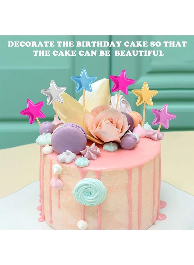 YJ 50PCS Star Cupcake Toppers Cake Decorations, Cake Dessert and Cupcake Decor, Holiday and Party Accessories, MultiColor for Kids Baby Shower Birthday Party Cake Decoration(Star) - Image 3