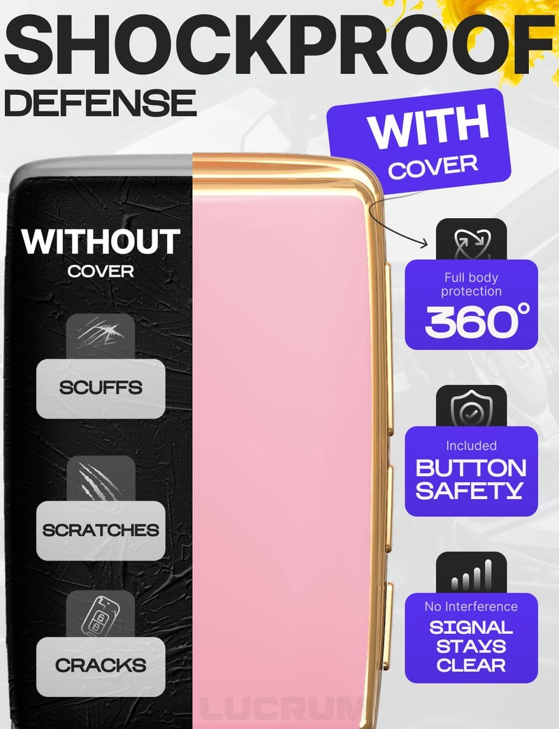 Lucrum for Mazda CX5 Key Fob Cover and Leather Keychain - TPU Key Case for Mazda 3, 6, CX-5, CX-9, CX-30, CX-50, CX-70-2019-2025 Keyfob Cover Compatible with WAZSKE11D0 - Pink and Black - Image 4