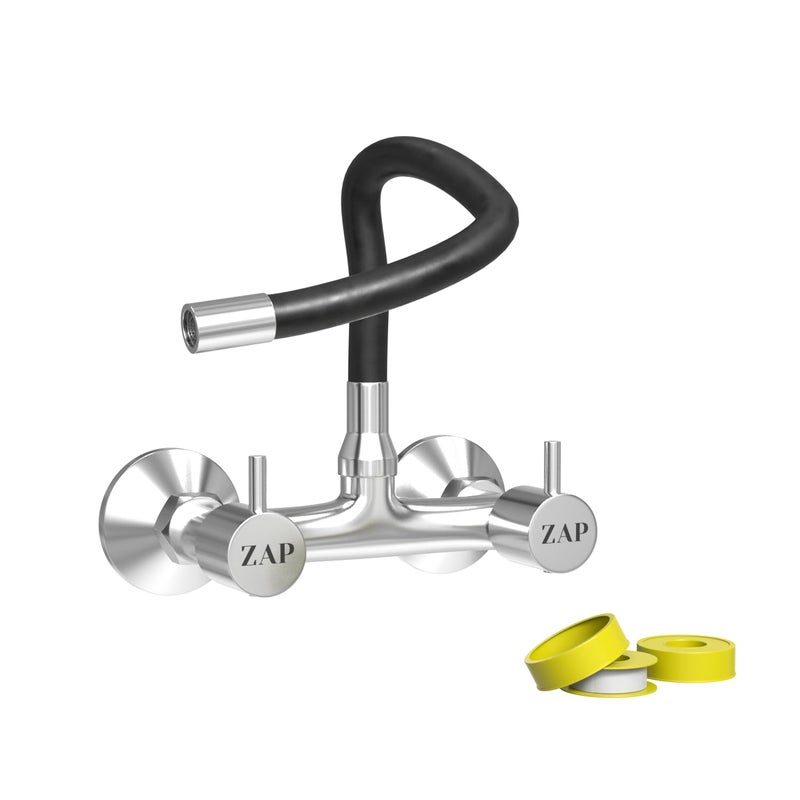 ZAP خلاط حوض بمخرج واحد من سلسلة إليكسير | مخرج سيليكون بطول 7 إنش | هيكل نحاسي | صنبور ماء ساخن وبارد لحوض المطبخ | تشطيب أسود - Image 1