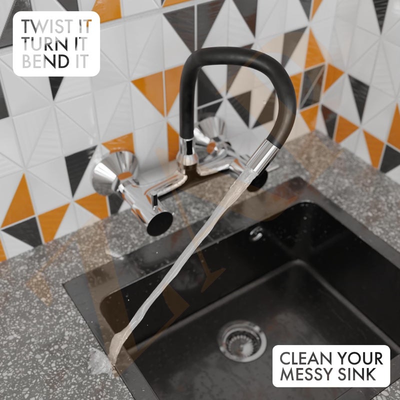 ZAP خلاط حوض بمخرج واحد من سلسلة إليكسير | مخرج سيليكون بطول 7 إنش | هيكل نحاسي | صنبور ماء ساخن وبارد لحوض المطبخ | تشطيب أسود - Image 4