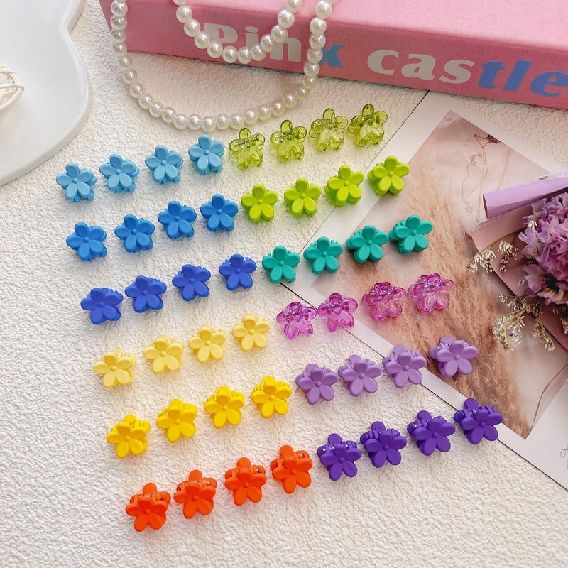 EleMirsa 96pcs Baby Girl Hair Clips - 24 Multicolors Mini Flower Claw Clips in Organizer Box - Image 4