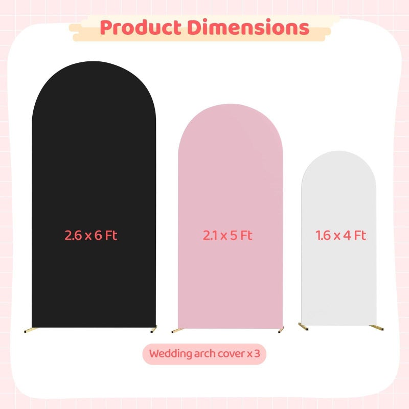 3 Piece Arch Stand Covers Double Sided Colors 4 Ft Spandex Wedding Party Backdrop - Image 3