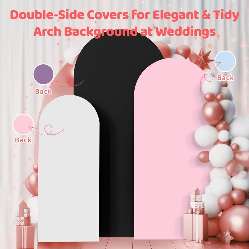 3 Piece Arch Stand Covers Double Sided Colors 4 Ft Spandex Wedding Party Backdrop - Image 5