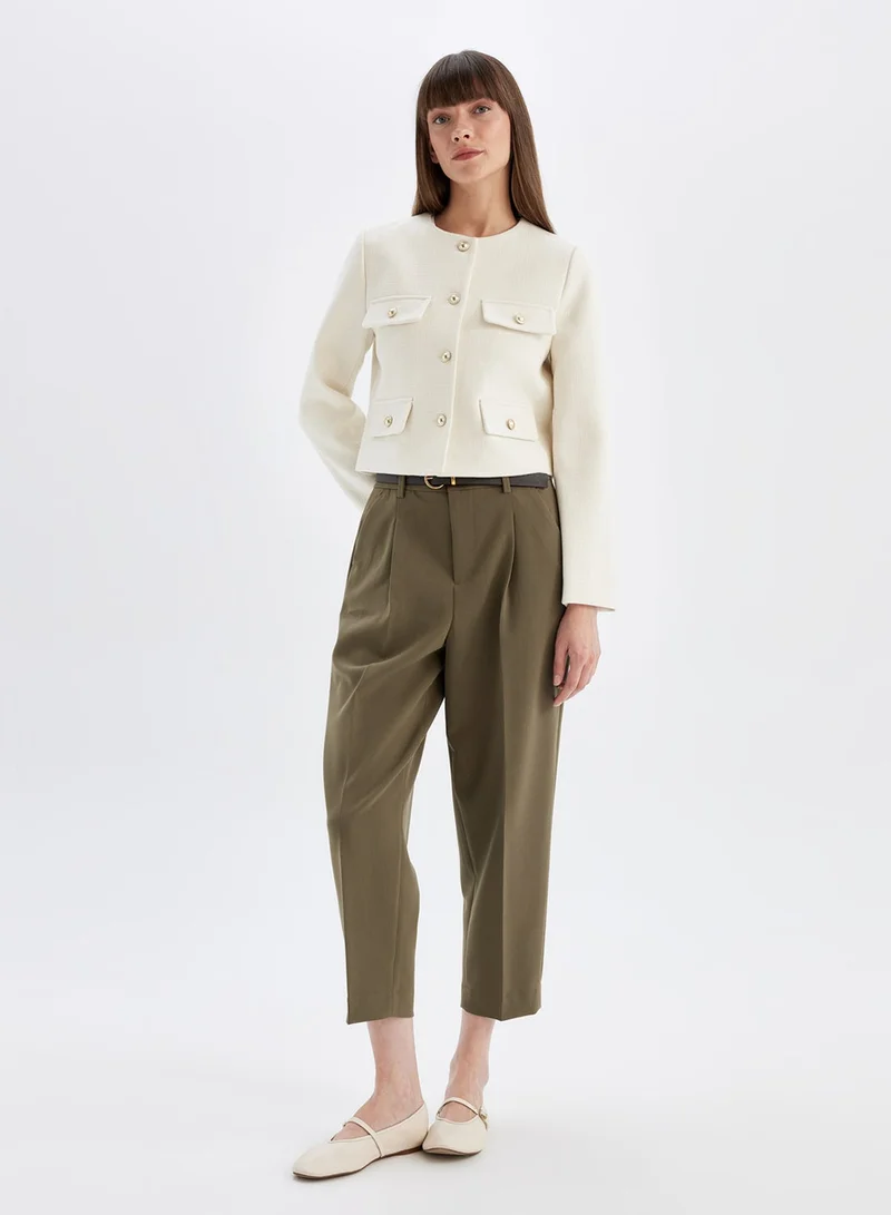 DeFacto  Cropped Crew Neck Button-Up Blazer Jacket  | Best Price UAE