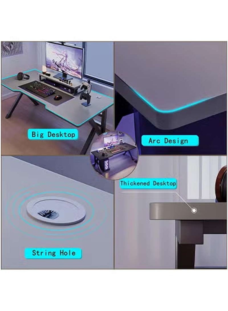إيه جي دي مكتب كمبيوتر وألعاب منزلي طاولة كتابة للدراسة تستخدم كطاولة لابتوب بتصميم بسيط عصري للطلاب والمراهقين والكبار سهلة التجميع (أسود) - Image 3