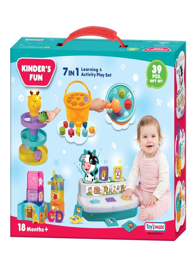 Toymate Kinder’s Fun 7-in-1 Learning & Activity Play Set for Toddlers | 39-Piece Educational Toy Gift Set for Kids 18 Months+ | Shape Sorter, Ball Drop, Pop-Up Animals, Stacking Blocks & Sensory Learning Toys - Image 2