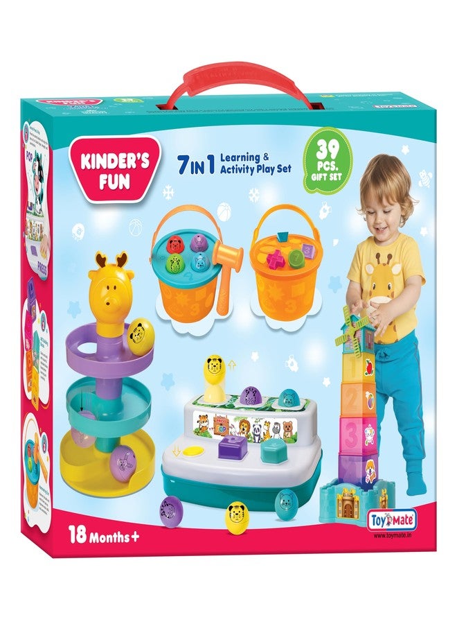 Toymate Kinder’s Fun 7-in-1 Learning & Activity Play Set for Toddlers | 39-Piece Educational Toy Gift Set for Kids 18 Months+ | Shape Sorter, Ball Drop, Pop-Up Animals, Stacking Blocks & Sensory Learning Toys - Image 1