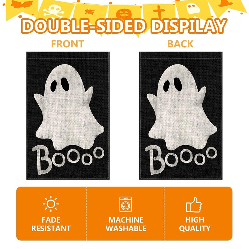 Agroon Halloween Ghost Garden Flag 12x18 Inch, Double Sided Holiday Burlap Yard Flag for Outdoor Decoration - Image 5