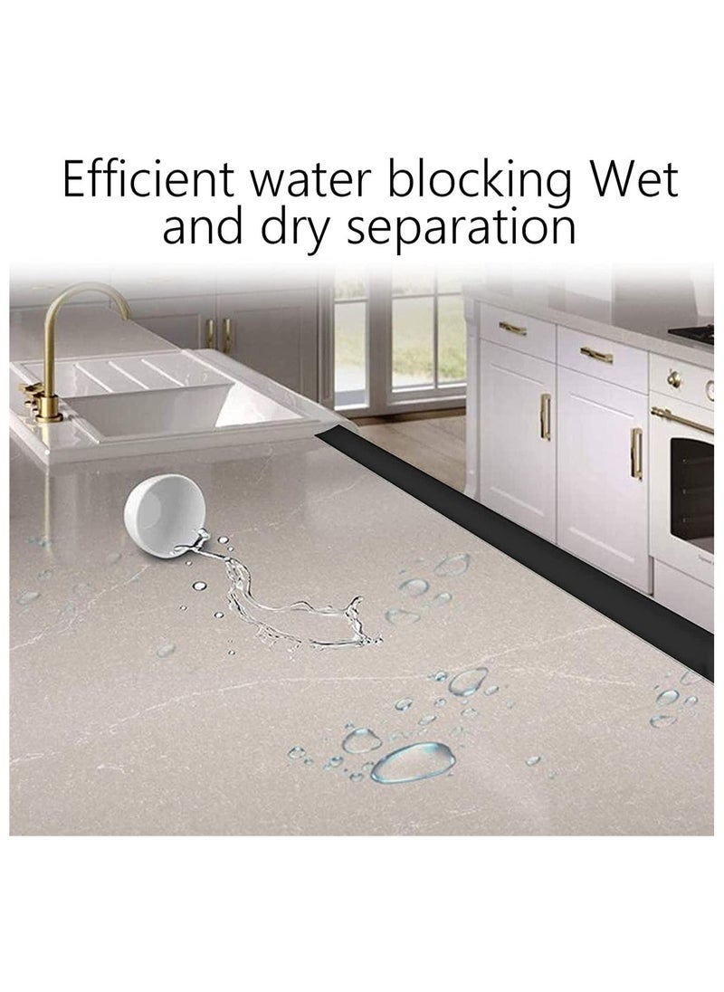 RATSAW Shower Threshold Water Barrier Water Dam Flexible Water Retaining Strip Wet and Dry Separation Seal 100cm Black  - Image 5