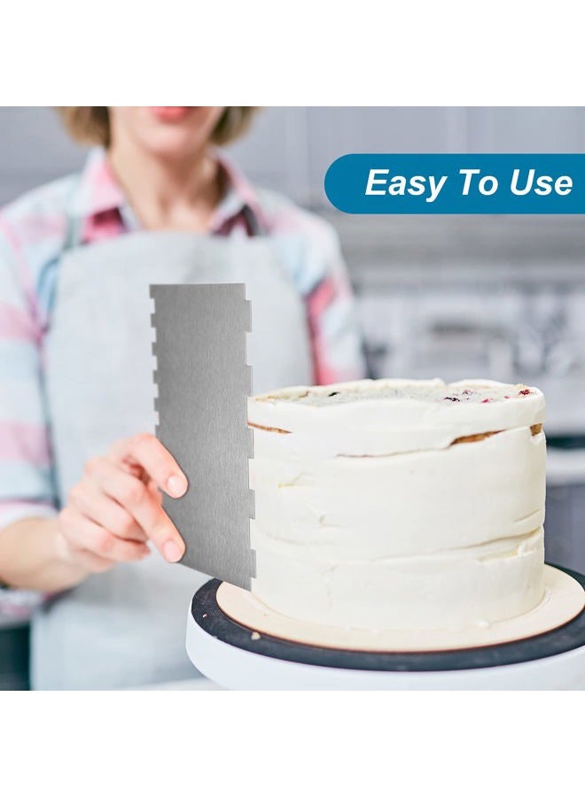 Patelai 3 Pieces Stainless Steel Cake Scraper 10 Inch and Sided Patterned Edge Stripe Edge Smoother Scraper Cake Decorating Comb Cake Pastry Cutter for Mousse Butter Cream Cake Decoration - Image 3