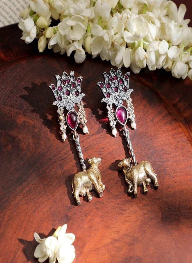 Rubans Latest Oxidized Rhodium Plated White Pearl & Birds Design Handcrafted Trendy Multi Jhumka Earrings for Women & Girls, Perfect for any Festive Occasions - Image 2