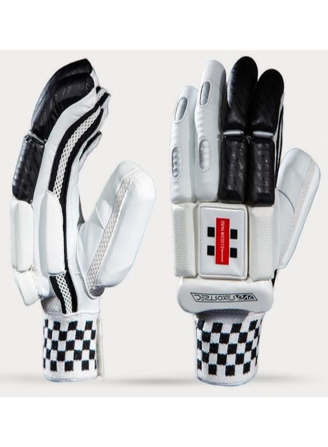 Gray-Nicolls Destroyer White-Black Batting Gloves, Adult, Left Handed