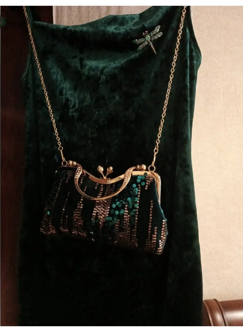 Women‘s Clutch Bag Fashionable Evening Bag Sequin Handbag Shoulder Bag with Removable Chain Perfect for Weddings, Ramadan, Birthdays,Prom Party - Image 3