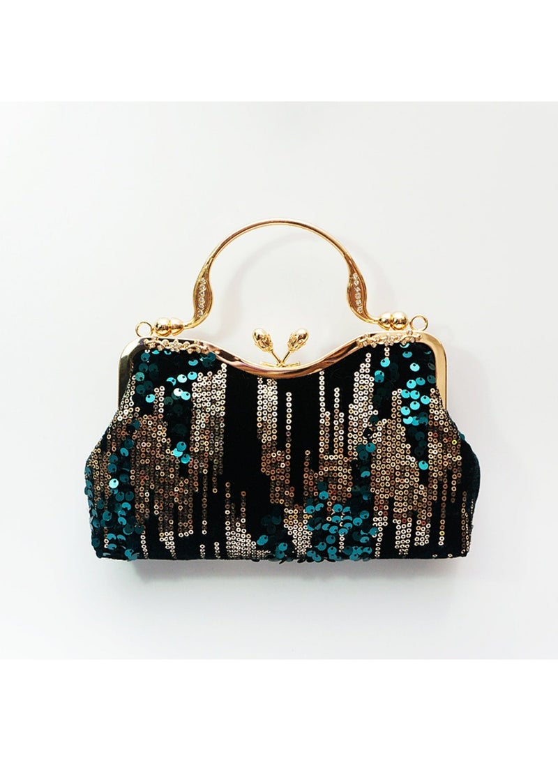 Women‘s Clutch Bag Fashionable Evening Bag Sequin Handbag Shoulder Bag with Removable Chain Perfect for Weddings, Ramadan, Birthdays,Prom Party - Image 1