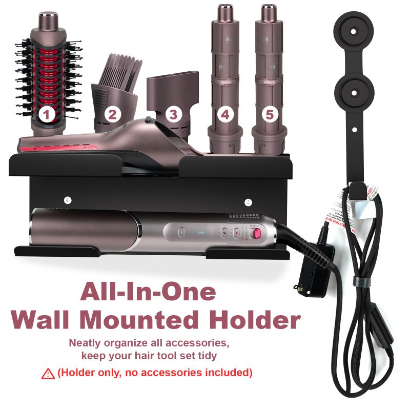 TOPONIMI Wall Mount Holder for Shark FlexFusion and for Shark Flex Style, Hair Tool Organizer Rack with Cord Hanger for Accessories, Curlers, Brushes, Diffuser, Bathroom Storage, Space Saving - Image 2