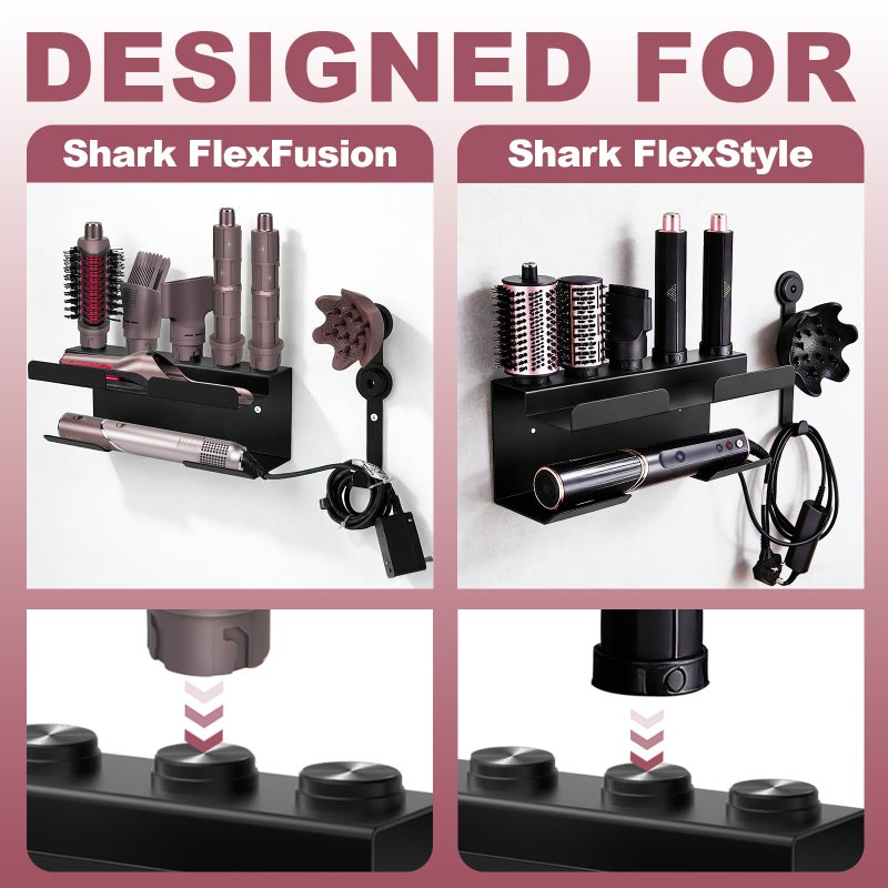TOPONIMI Wall Mount Holder for Shark FlexFusion and for Shark Flex Style, Hair Tool Organizer Rack with Cord Hanger for Accessories, Curlers, Brushes, Diffuser, Bathroom Storage, Space Saving - Image 5