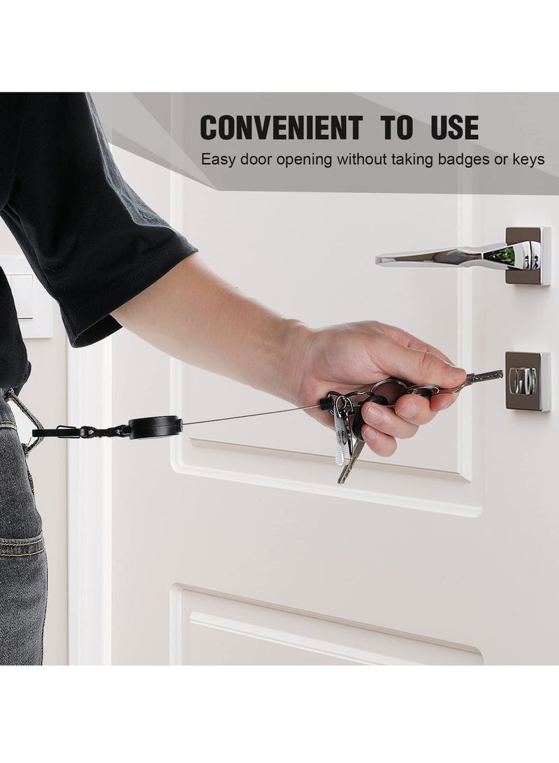 SYOSI Heavy Duty Retractable ID Badge Holder Key Reel with Adjustable Breakaway Lanyard, Carabiner, Key Ring, Pen Holders, Lobster Clip, ID Badge Strap and 32” Retractable Cord (2 Pack) - Image 4