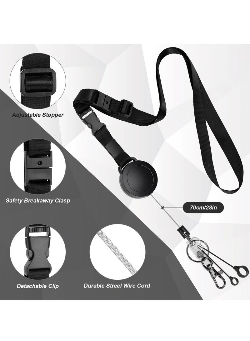 SYOSI Heavy Duty Retractable ID Badge Holder Key Reel with Adjustable Breakaway Lanyard, Carabiner, Key Ring, Pen Holders, Lobster Clip, ID Badge Strap and 32” Retractable Cord (2 Pack) - Image 2