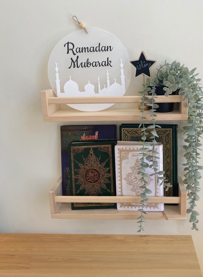 كامكو لوحة فنية جدارية إسلامية من كاشكو - ديكور حائط رمضان مبارك - ديكور جدار أكريليك بلوري لغرفة المعيشة، المدخل، المطبخ - ديكور جداري معلق دائري 24 سم - Image 3