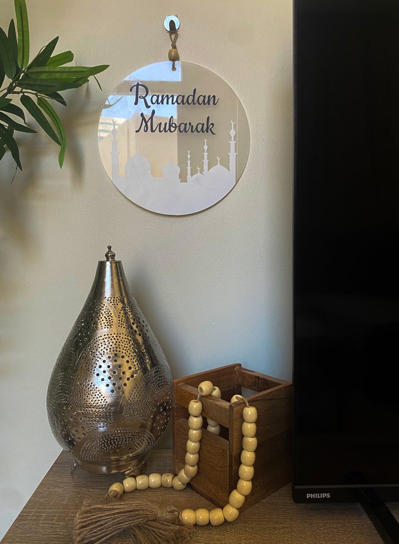 كامكو لوحة فنية جدارية إسلامية من كاشكو - ديكور حائط رمضان مبارك - ديكور جدار أكريليك بلوري لغرفة المعيشة، المدخل، المطبخ - ديكور جداري معلق دائري 24 سم - Image 5