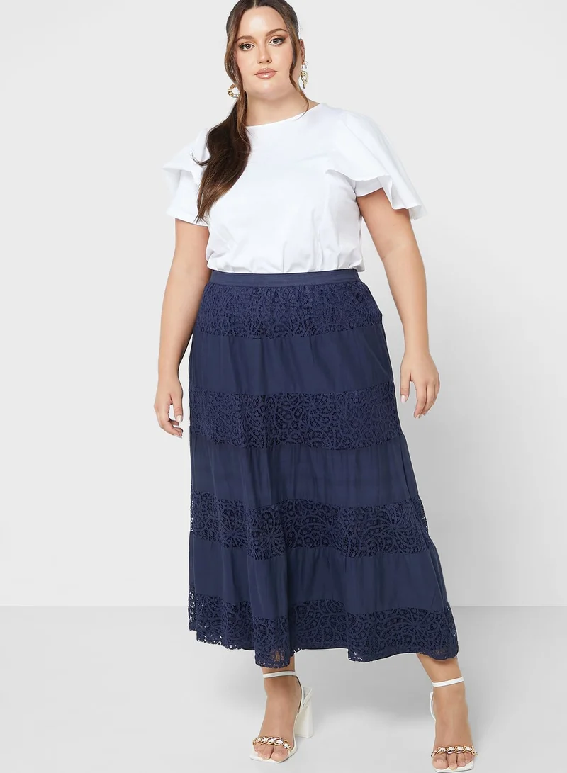 Ginger Plus Crochet Panel Tiered Skirt