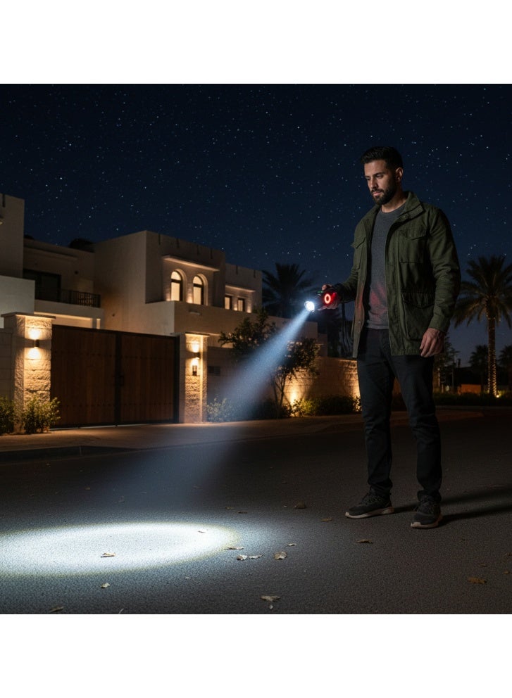 LED Flashlight USB Rechargeable | Alloy Torch with Digital Display, Telescopic Zoom, COB Side Light & Magnetic Base - Image 3