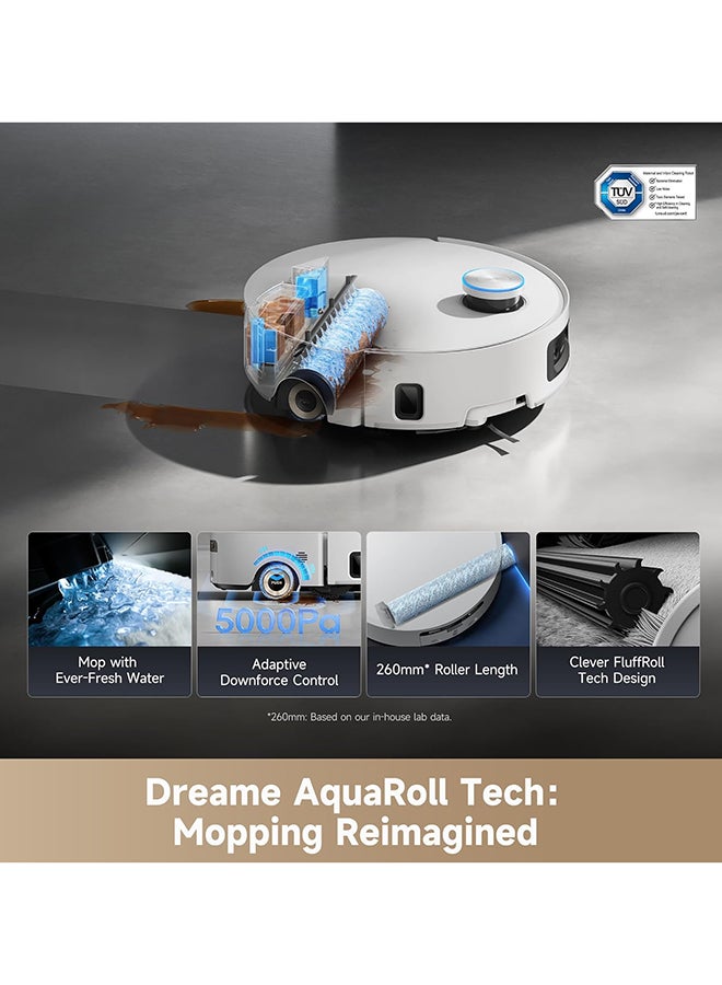 Dreame Aqua10 Ultra Roller Robot Vacuum Cleaner, Automatic Roller Cleaning, 8 cm Obstacle Avoidance, Automatic Emptying, 30,000 Pa Suction, Intelligent Voice Control, 60 W RLH71DE-W White - Image 2