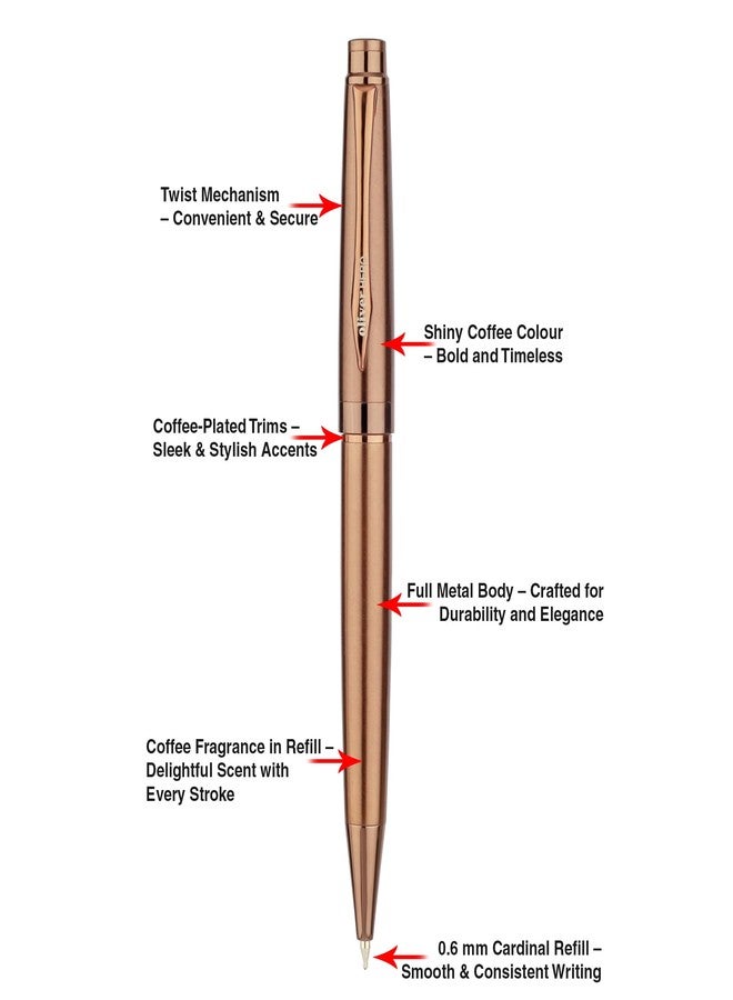 Oliver Hero Coffee Twist Ball Pen | Full Brass Body | 0.6MM Cardinal Refill | Coffee Plated Finish with T Box - Image 3